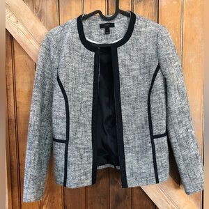 J.Crew Womens Tweed White/Black Collarless Corset Jacket, Size 2